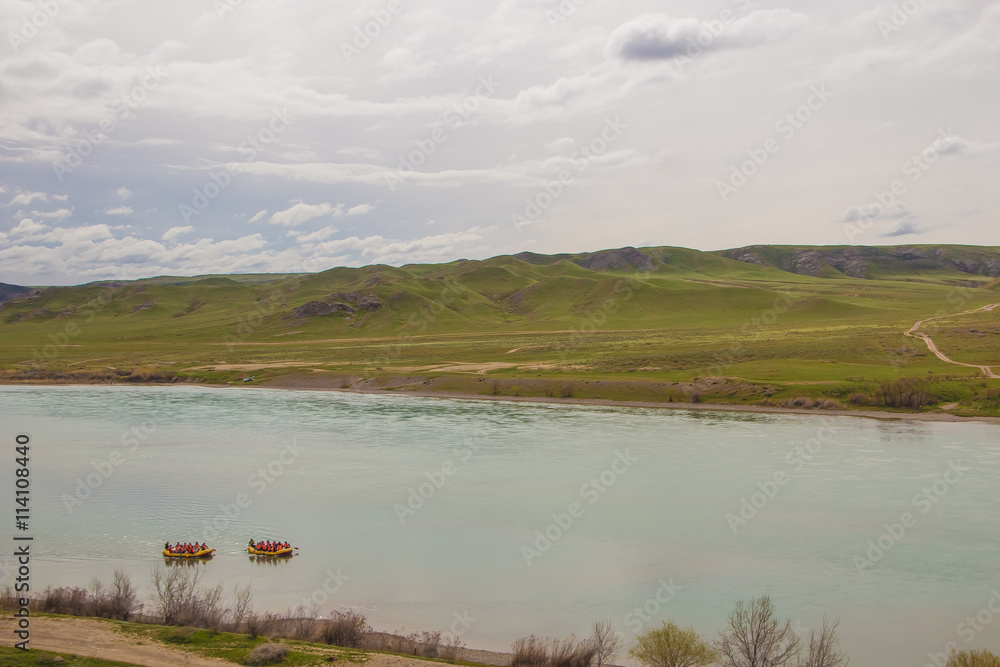 Rafting on Ili River in Kazakhstan