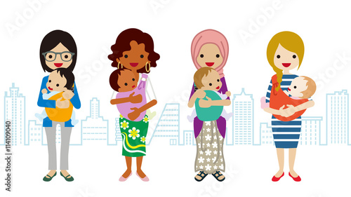 Various Mom and Baby -Multi-Ethnic Group