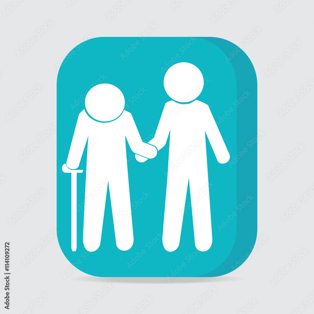 Fototapeta premium Man helps elderly patient icon