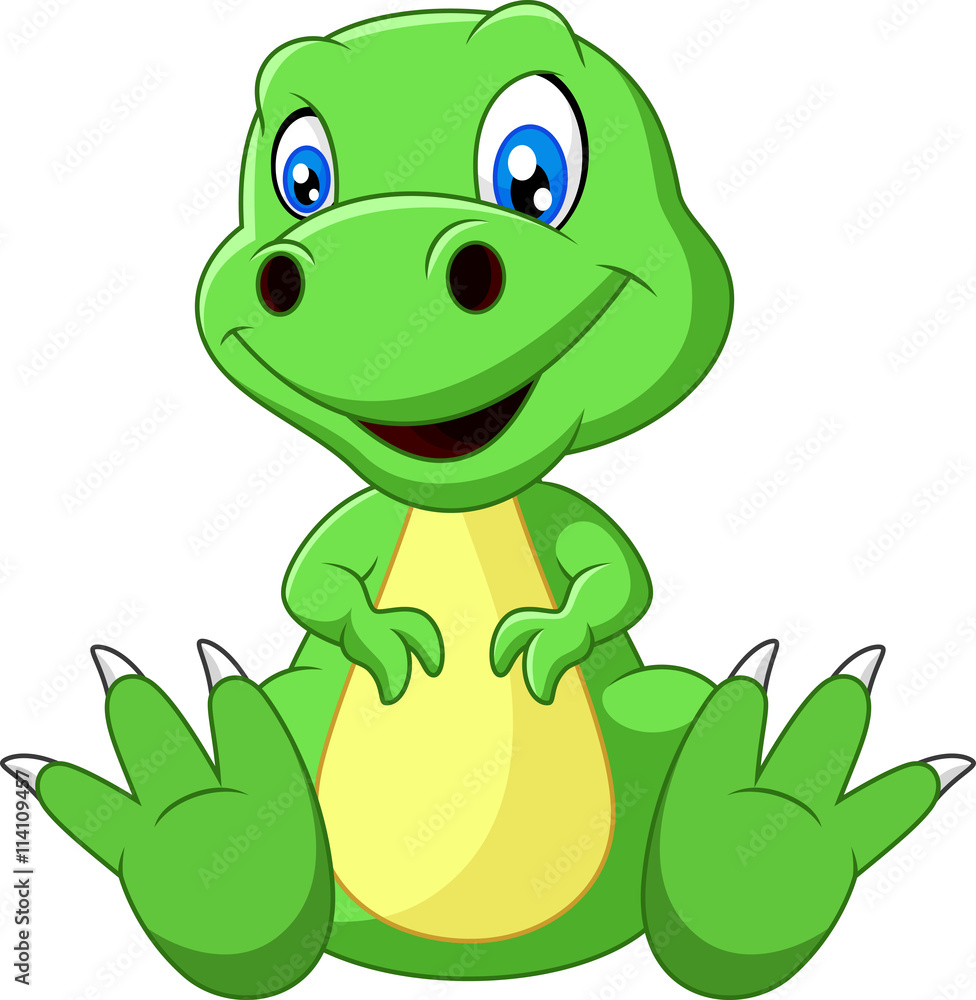 Fototapeta premium Cartoon tyrannosaurus sitting