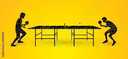 Ping pong 2 player designed using grunge brush graphic vector.