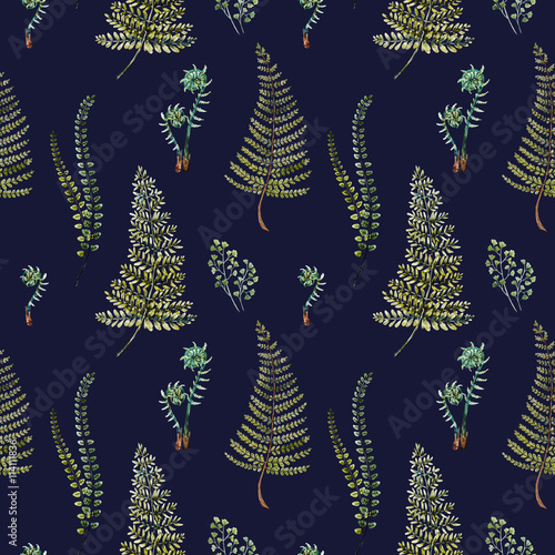 Watercolor fern pattern