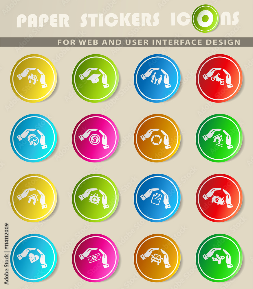 insurance hand icon set