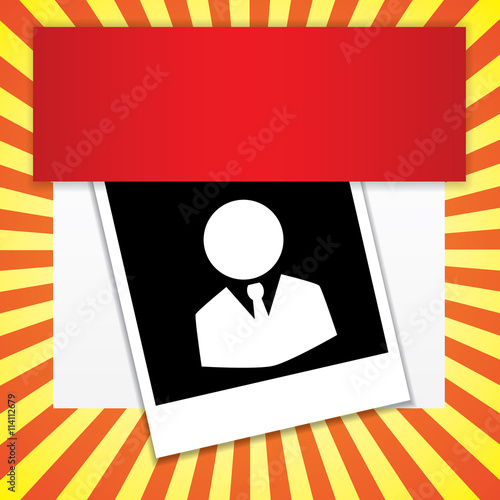 Polaroid Frame on Orange Background with Sunburst, Prize Concept, Vector Illustration