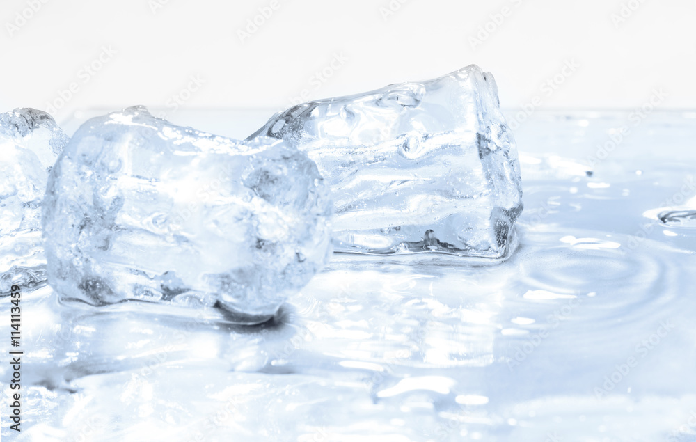 Melted ice cubes on the table Melted ice cubes on the table