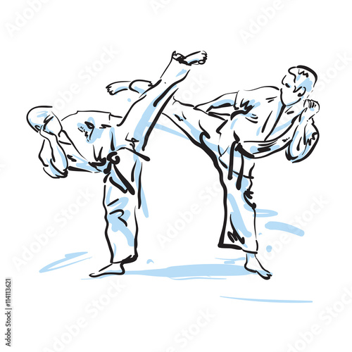 karate fighters, vector illustration