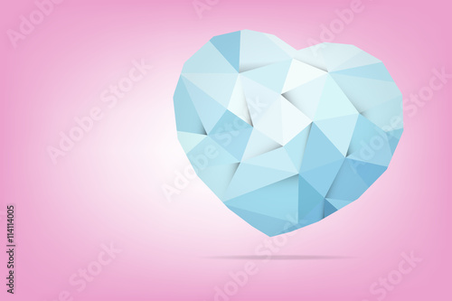 triangular low poly origami style gradient graphic heart shape