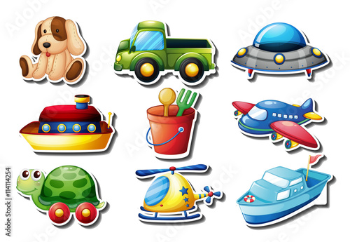 Set of toys sticker on white
