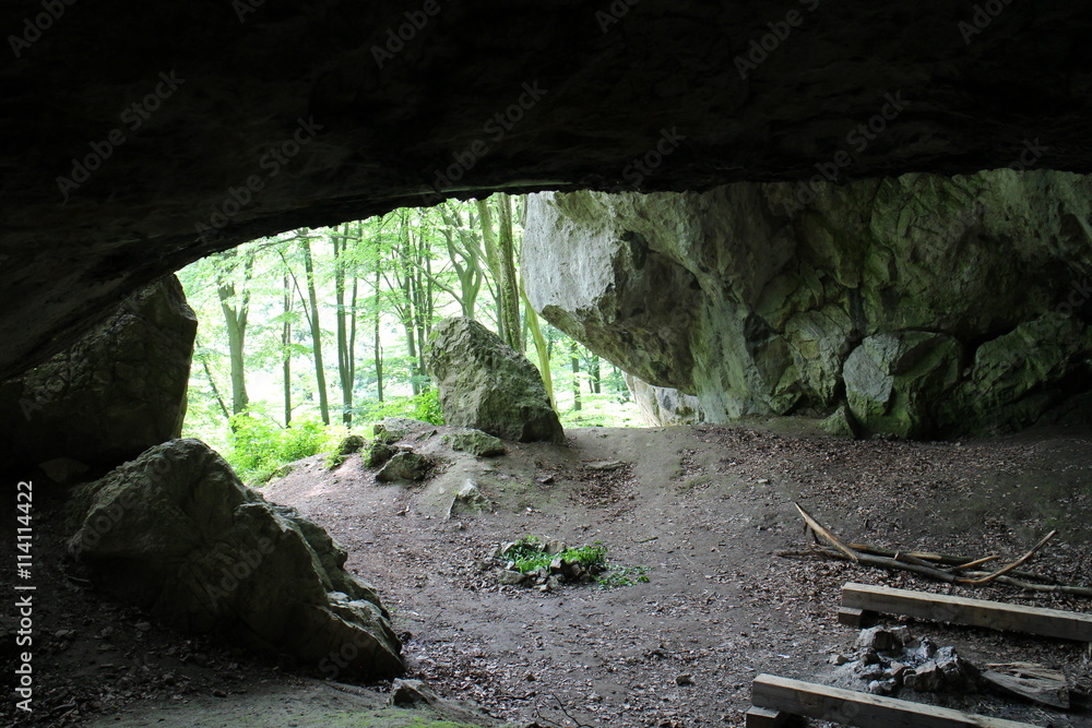 Cave Deravá skala in Little carpathians mountains, Slovakia