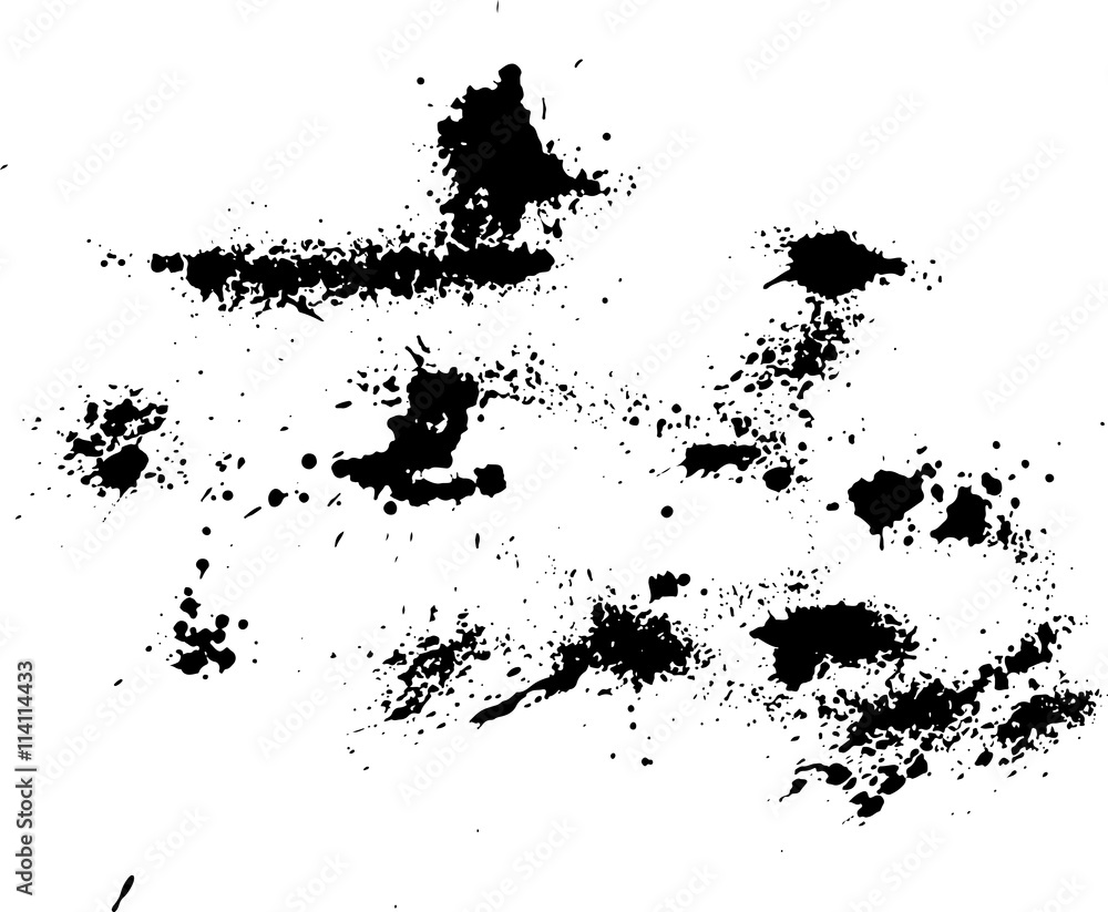 Abstract ink drops background. Black and white vector grunge texture