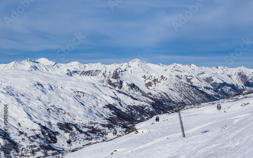 Valley view of Val Thorens. France