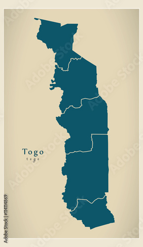 Modern Map - Togo with regions TG