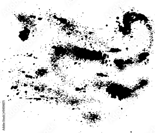 Abstract ink drops background. Black and white vector grunge texture.