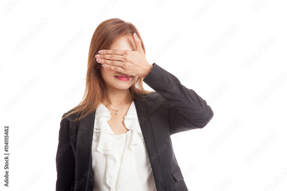 Young Asian business woman close her eyes with hand Young Asian business woman close her eyes with hand