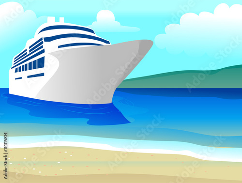 Vector Illustration of Ship on the Beach