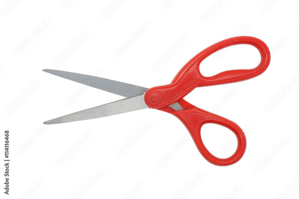 Red scissors on isolated white background Red scissors on isolated white background