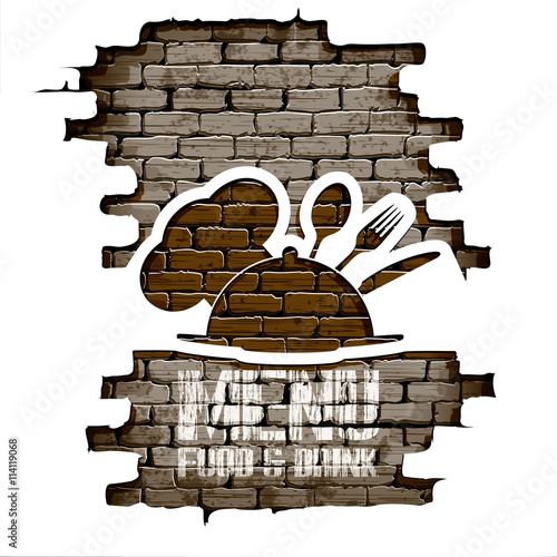 restaurant menu in the doorway of brick wall