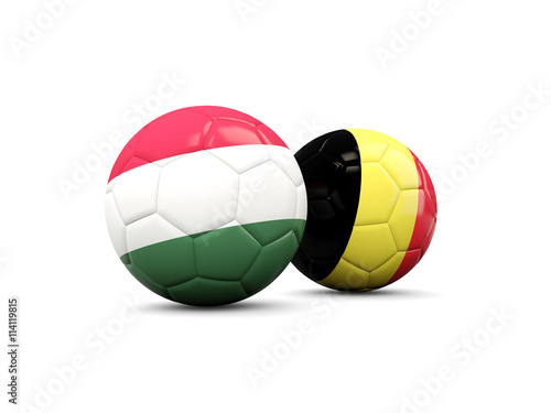 Hungary and Belgium soccer balls