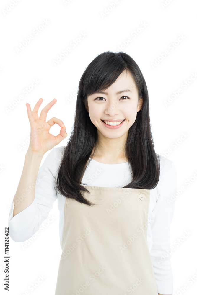 OKのジェスチャーをする女性 OKのジェスチャーをする女性