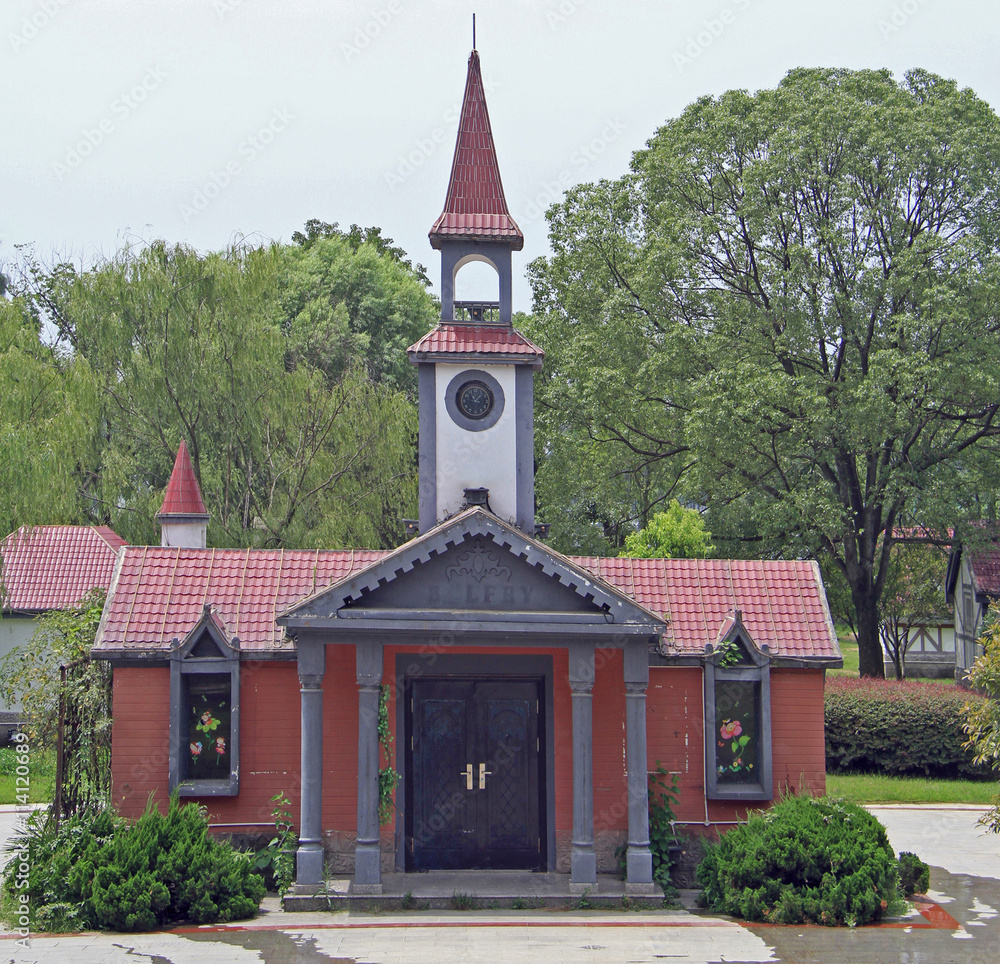 small church nearly East lake in Wuhan