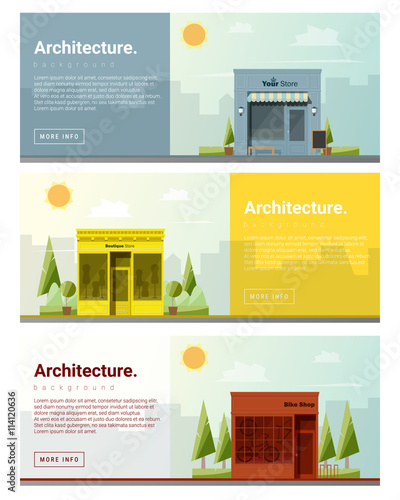  Cityscape background  shops and stores banner,vector,illustration