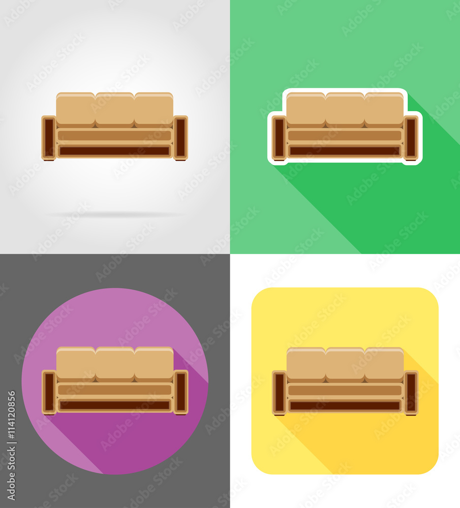 sofa furniture set flat icons vector illustration sofa furniture set flat icons vector illustration