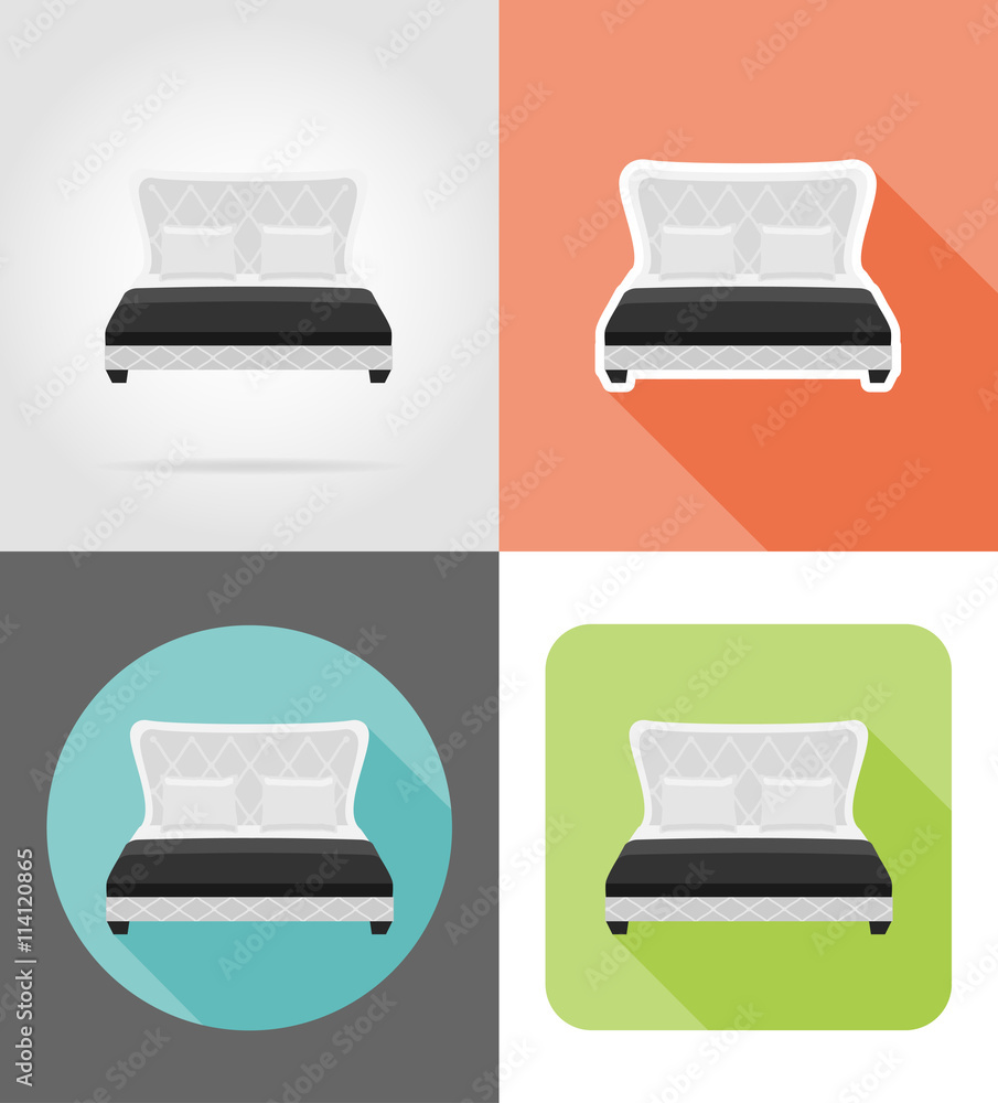 bed furniture set flat icons vector illustration bed furniture set flat icons vector illustration