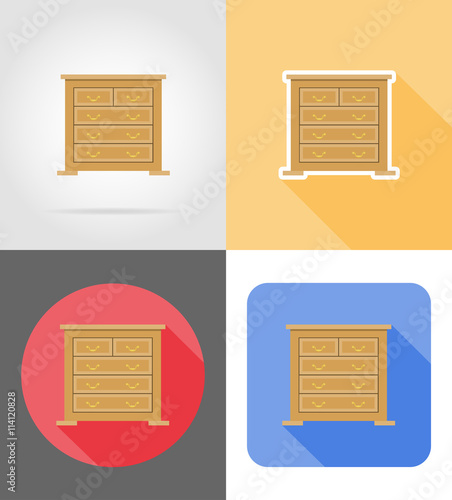 commode furniture set flat icons vector illustration