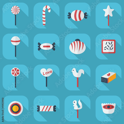 Flat concept, set modern design with shadow candy
