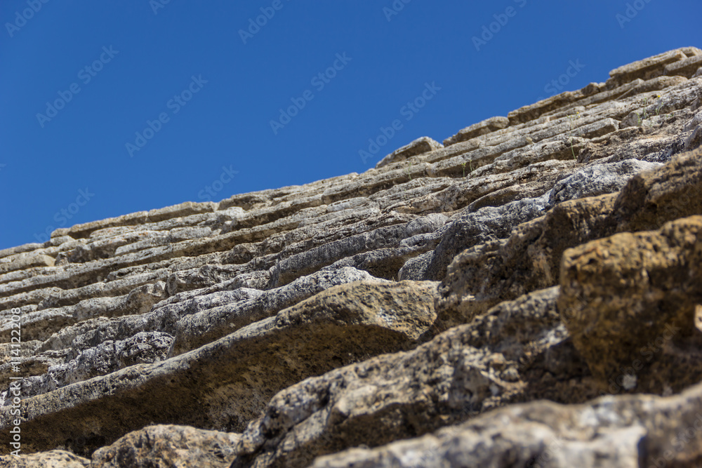 Sound reflection stairs in amphitheater in ancient Hierapolis, Pamukkale, Turkey