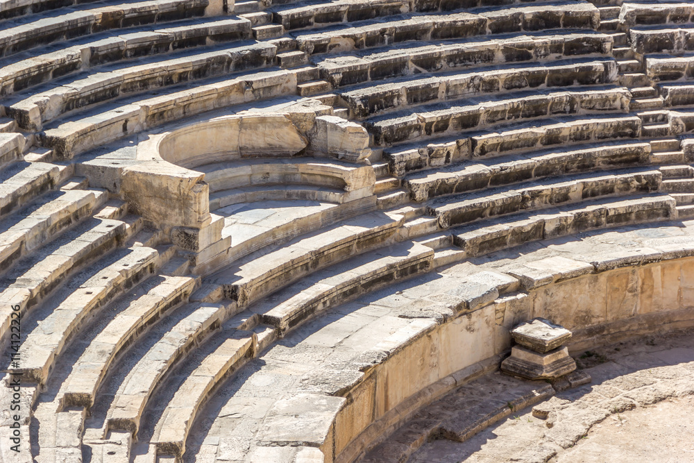 Place for VIP in amphitheater in ancient Hierapolis, Pamukkale, Turkey Place for VIP in amphitheater in ancient Hierapolis, Pamukkale, Turkey