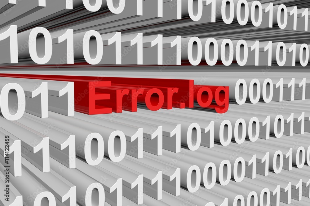 error log in the form of binary code, 3D illustration