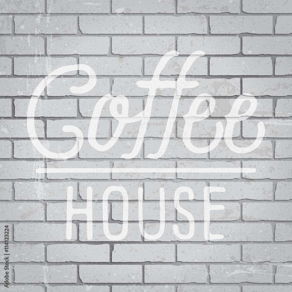 Hand drawn lettering slogan on brick wall background Hand drawn lettering slogan on brick wall background