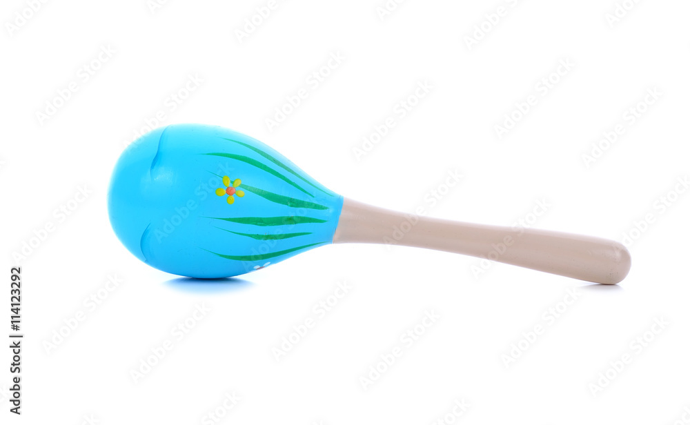 One Wooden Maraca Isolated on White Background. One Wooden Maraca Isolated on White Background.