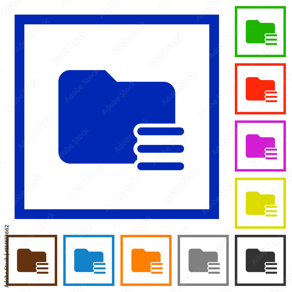 Folder options framed flat icons Folder options framed flat icons