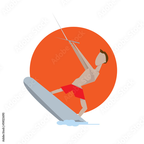 wakeboard cartoon man vector illustration