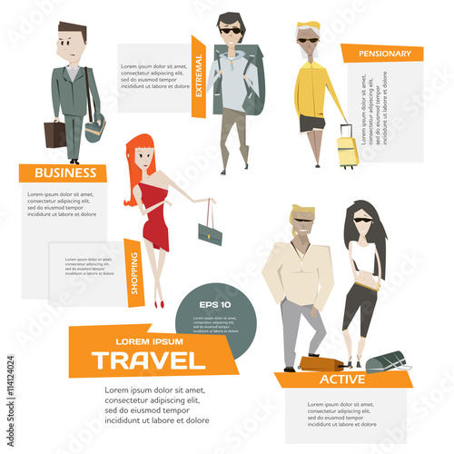 Cartoon people characters set vector illustration. Different typ