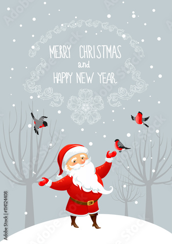 Santa Claus and bullfinches