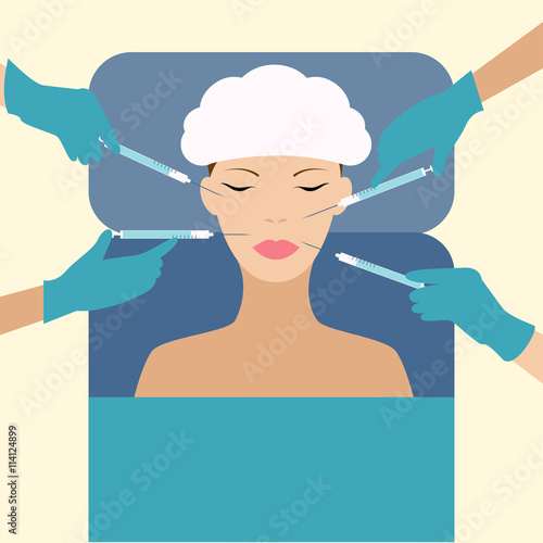 Plastic surgery. Girl during plastic surgery. The injection in plastic surgery