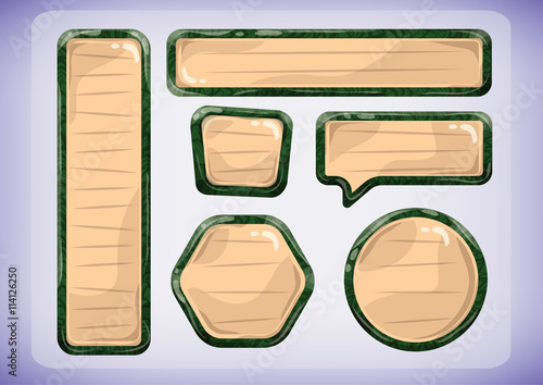 Cartoon vector Wood labels for game and animation, game design asset