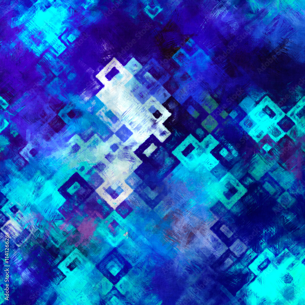  rectangle geometry impressionism, geometry painting, background rectangles geometry drawing,  shapes blue painting pattern 