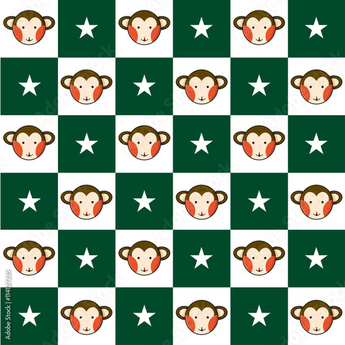 Monkey Star Green White Che...