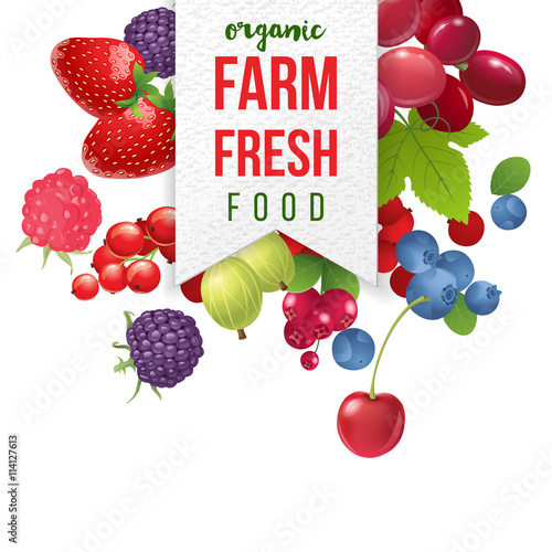 farm fresh emblem with berries 
