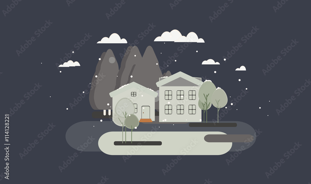 Fototapeta premium Flat design urban landscape illustration