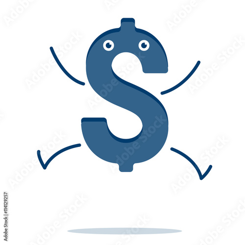 Happy jumping dollar sign symbol