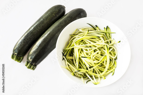 Spiralized zucchini courgettes