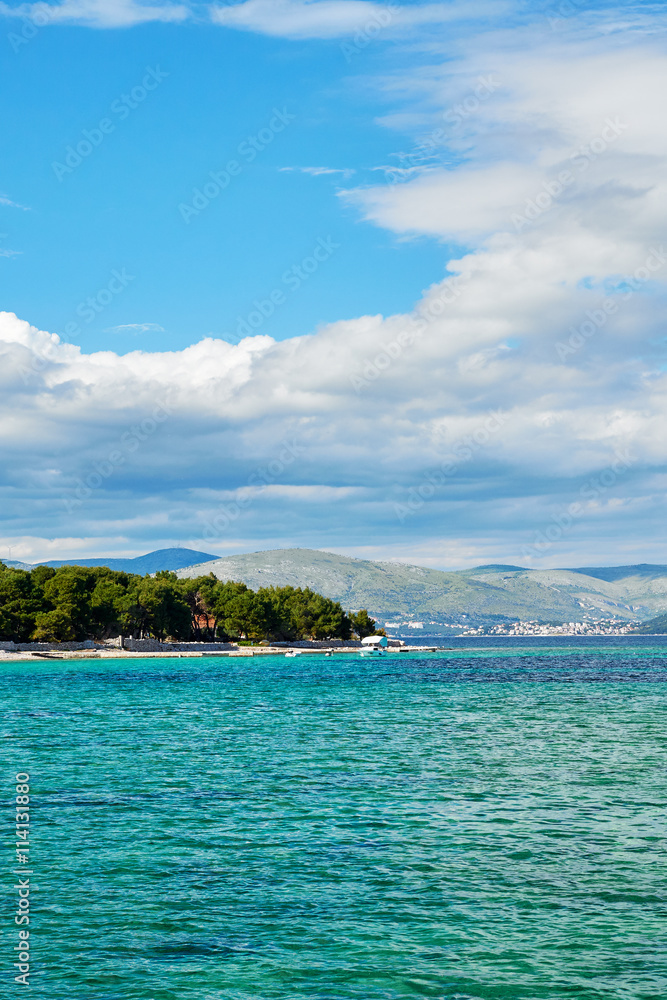crystal clear water of Adriatic sea in Brela on Makarska Riviera