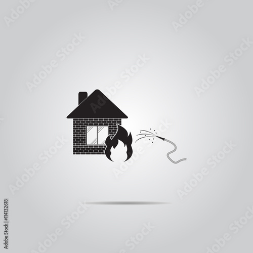 Fire Station. Single flat icon. Vector illustration.