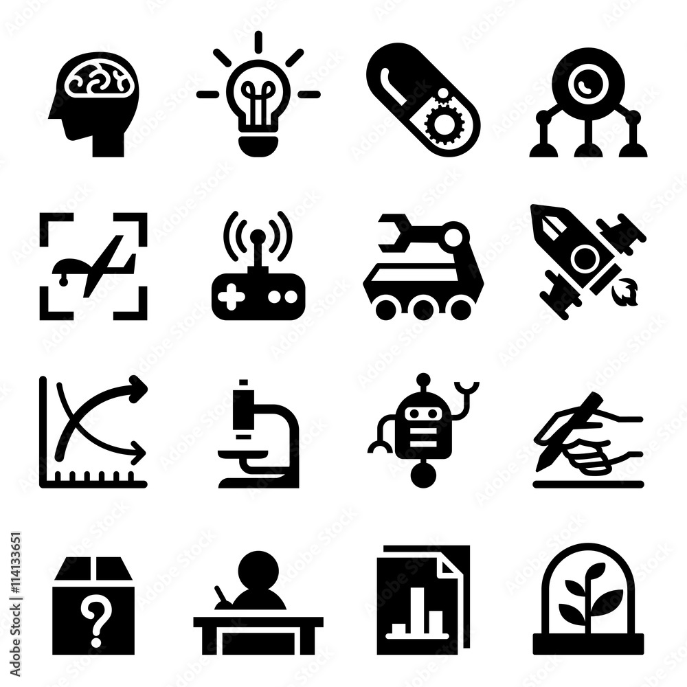 Invention & Research icon set Invention & Research icon set