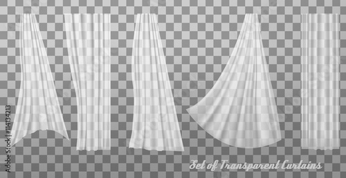 Collection of transparent curtains. Vector
